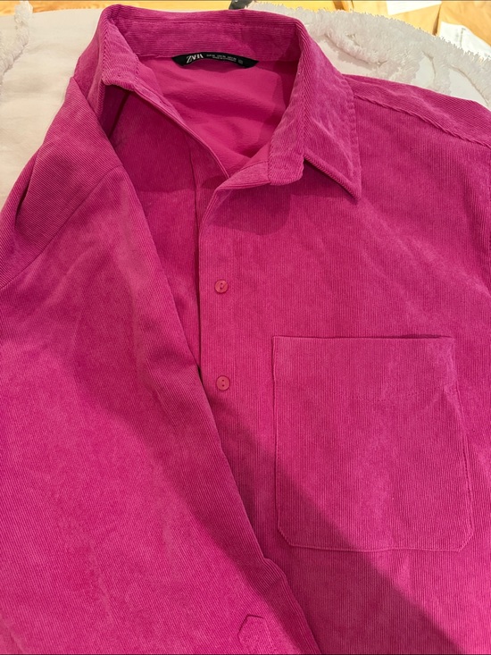 Zara Tops - Zara Women’s Corduroy Button-Up Shirt in Fuchsia
